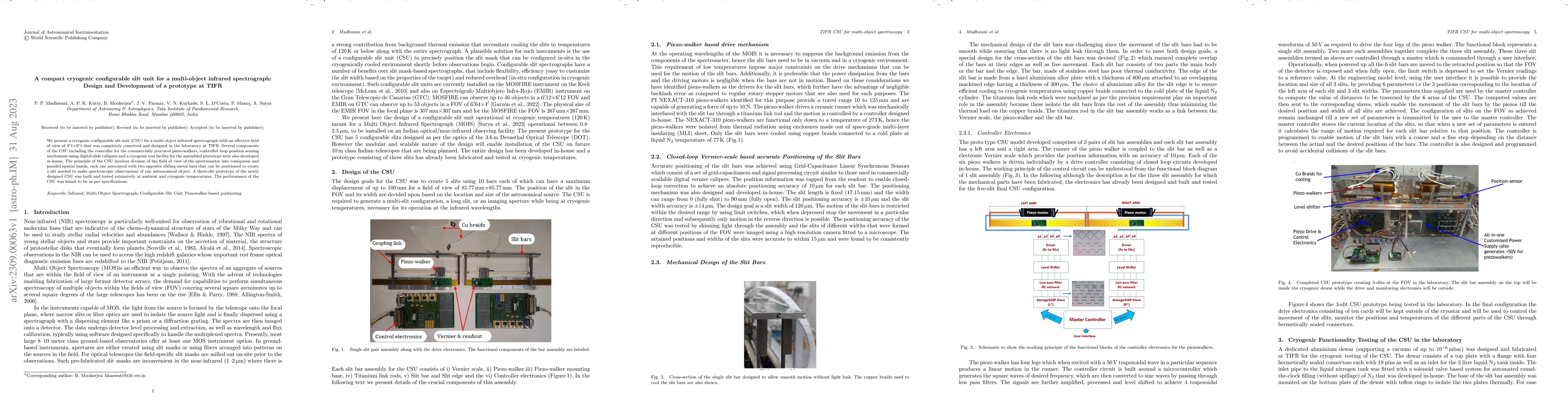 Thumbnail for A compact cryogenic configurable slit unit for a multi-object infrared
  spectrograph:Design and Development of a prototype at TIFR