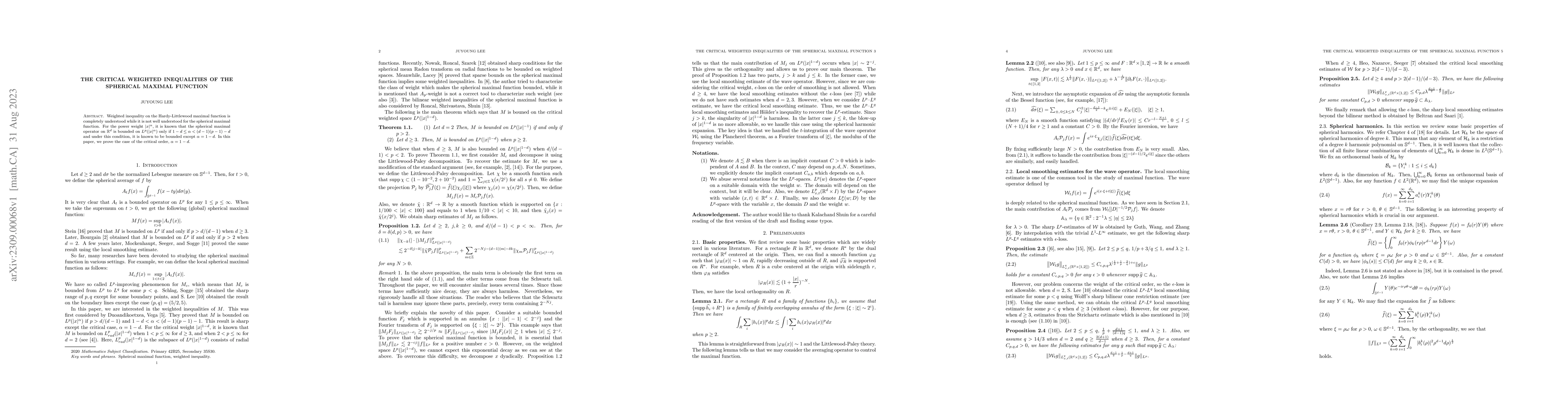 Thumbnail for The critical weighted inequalities of the spherical maximal function