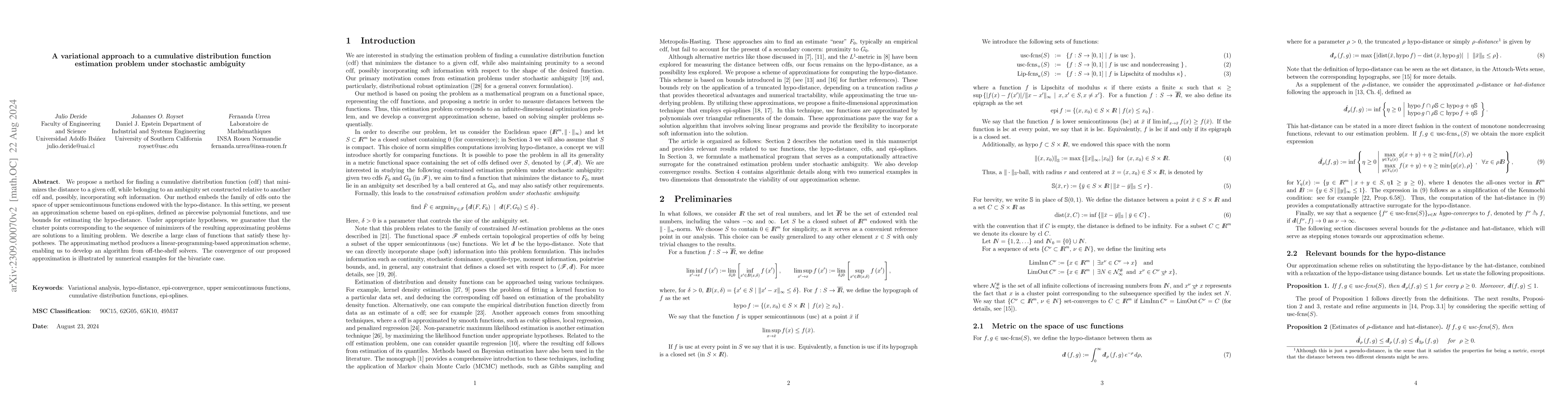 Thumbnail for A variational approach to a cumulative distribution function estimation
  problem under stochastic ambiguity