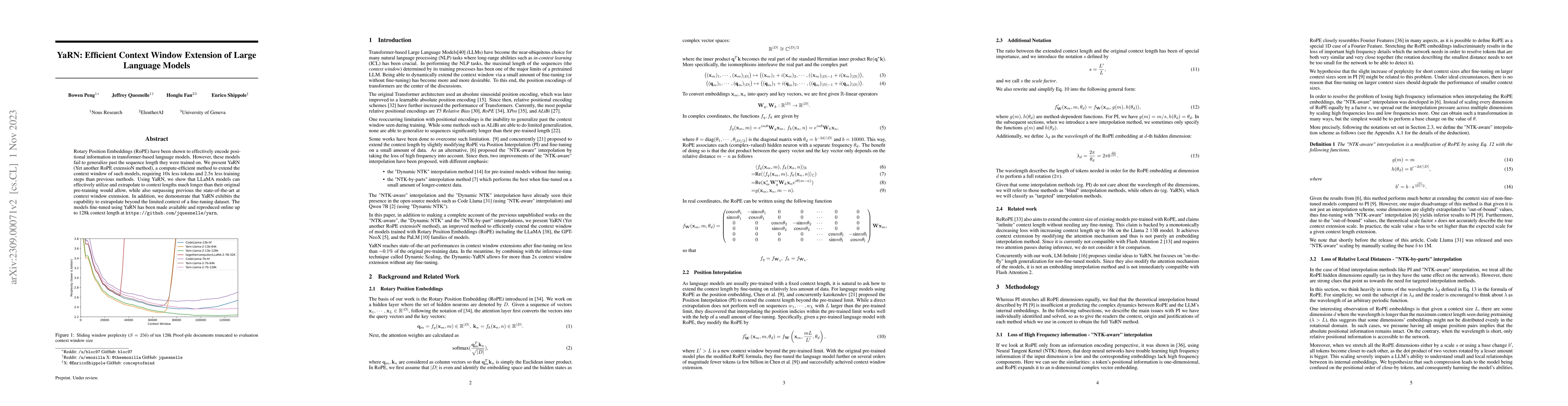 Thumbnail for YaRN: Efficient Context Window Extension of Large Language Models