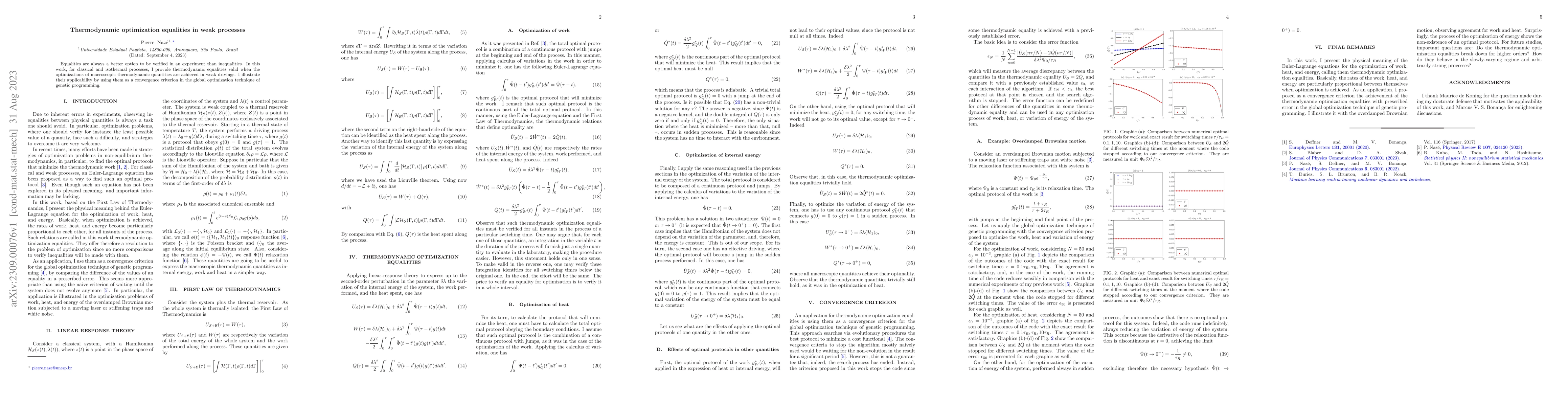 Thumbnail for Thermodynamic optimization equalities in weak processes