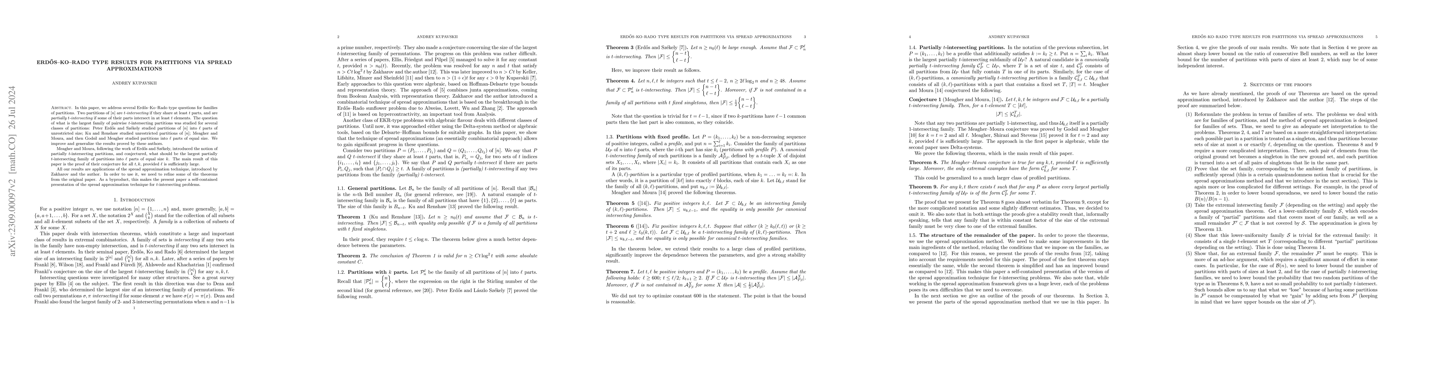 Thumbnail for Erd\H os--Ko--Rado type results for partitions via spread approximations