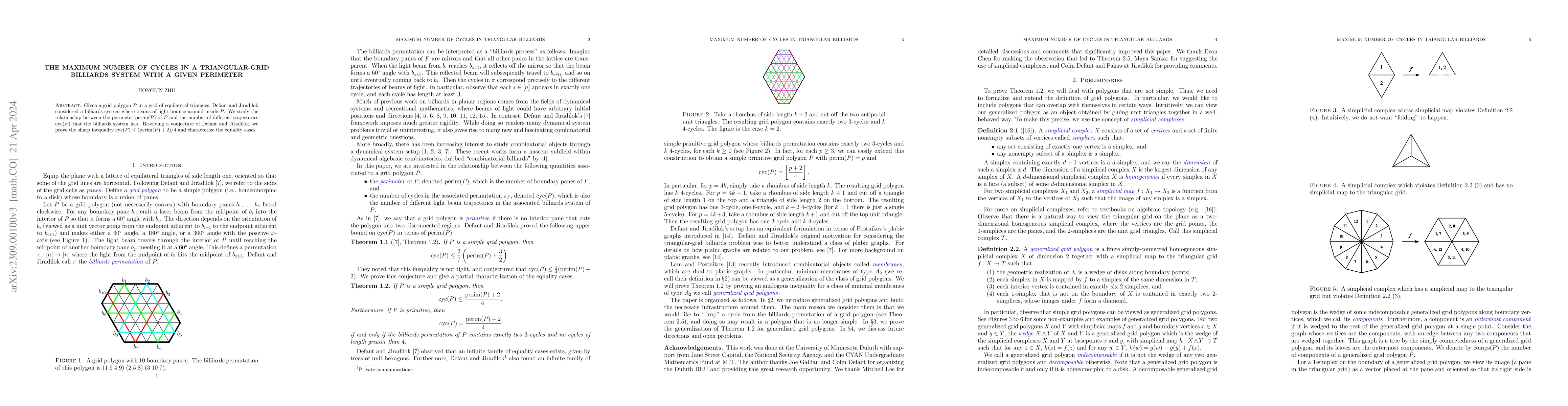 Thumbnail for The maximum number of cycles in a triangular-grid billiards system with
  a given perimeter