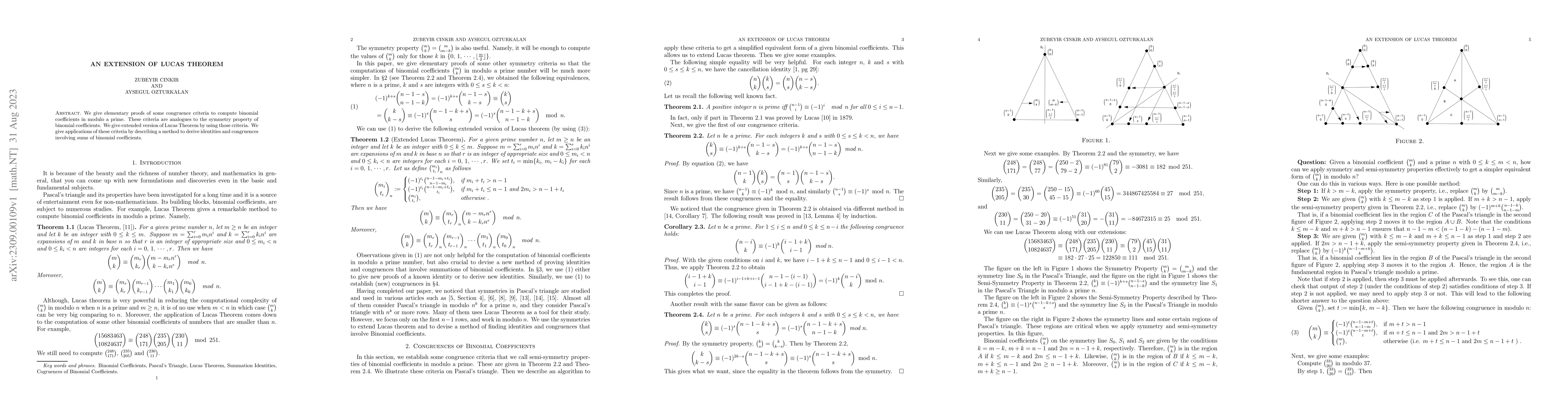 Thumbnail for An extension of Lucas Theorem