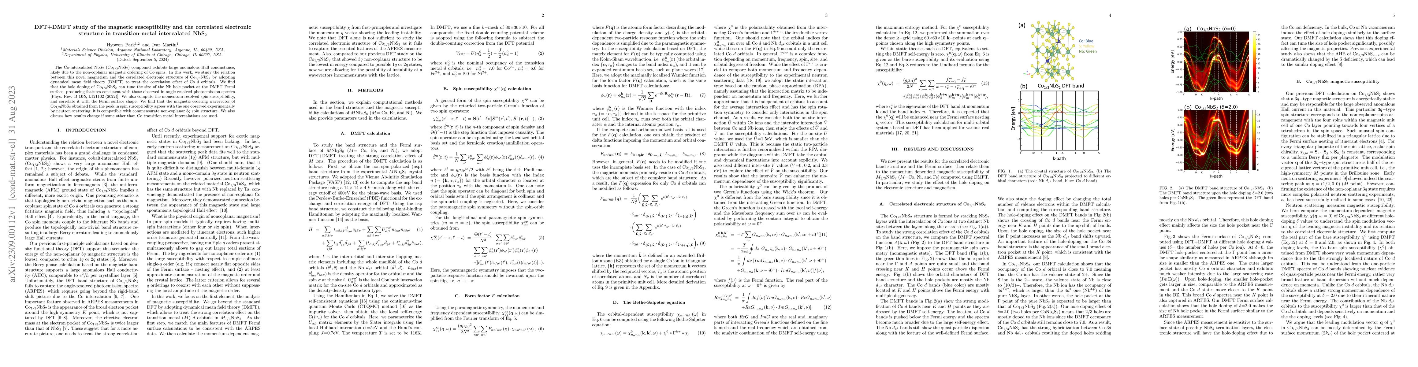 Thumbnail for DFT+DMFT study of the magnetic susceptibility and the correlated
  electronic structure in transition-metal intercalated NbS$_2$