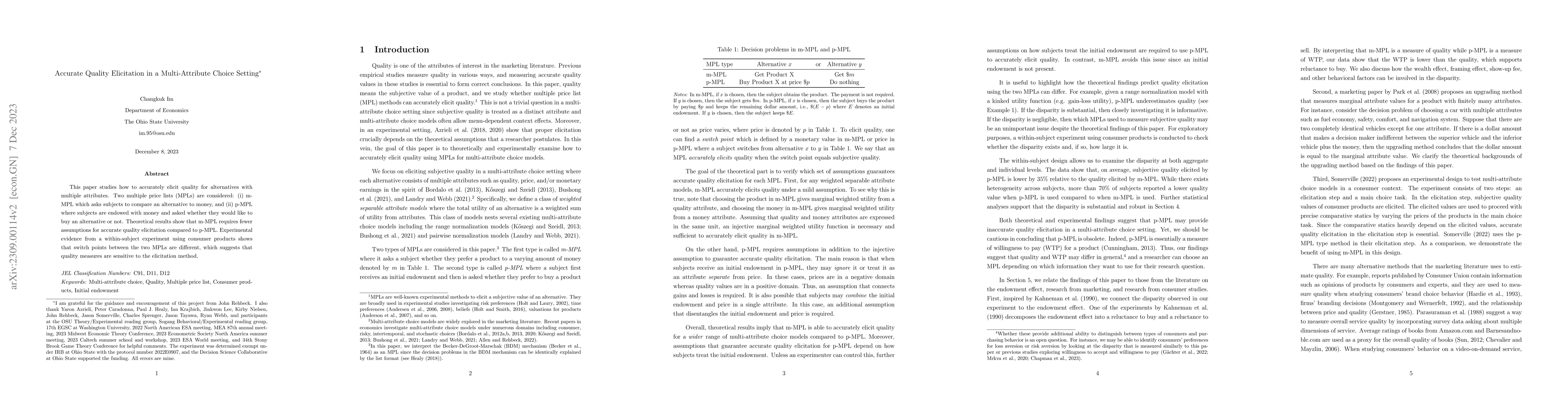 Thumbnail for Accurate Quality Elicitation in a Multi-Attribute Choice Setting