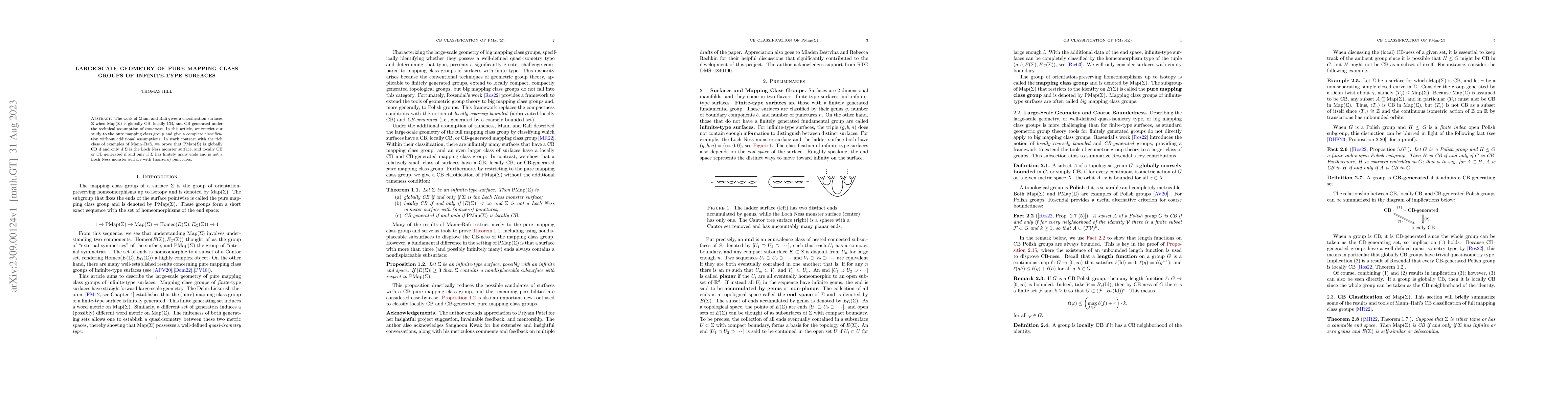 Thumbnail for Large-Scale Geometry of Pure Mapping Class Groups of Infinite-Type
  Surfaces