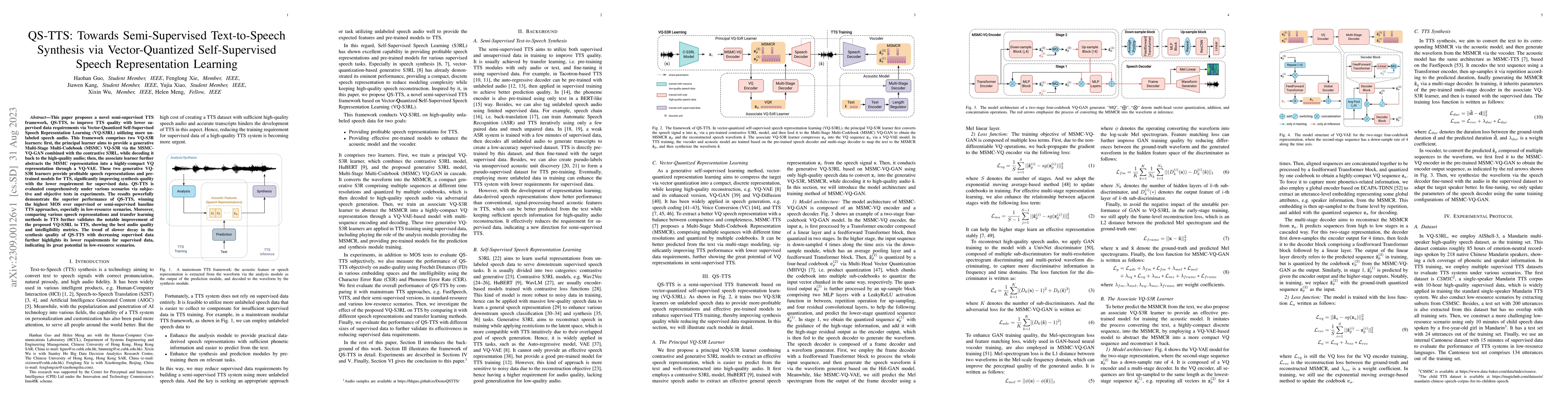 Thumbnail for QS-TTS: Towards Semi-Supervised Text-to-Speech Synthesis via
  Vector-Quantized Self-Supervised Speech Representation Learning