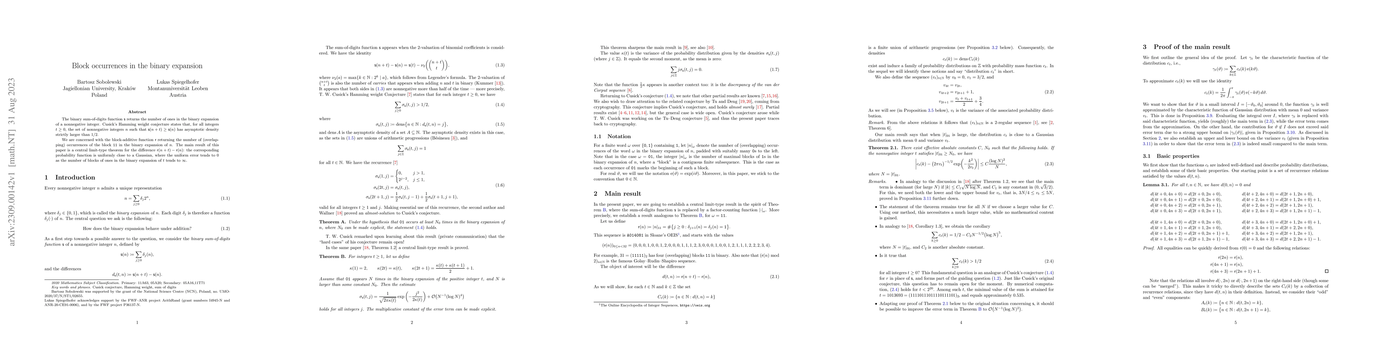 Thumbnail for Block occurrences in the binary expansion