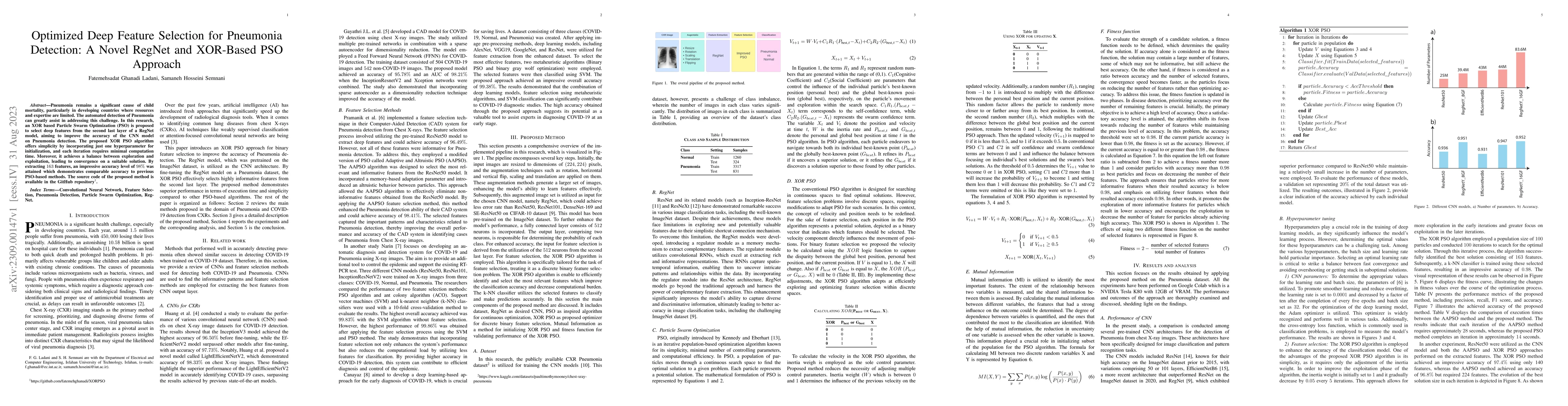 Thumbnail for Optimized Deep Feature Selection for Pneumonia Detection: A Novel RegNet
  and XOR-Based PSO Approach