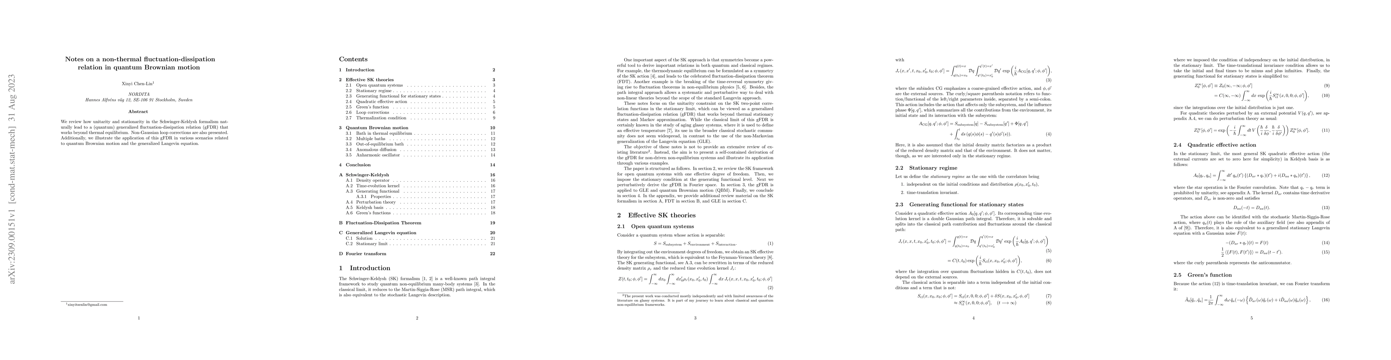 Thumbnail for Notes on a non-thermal fluctuation-dissipation relation in quantum
  Brownian motion