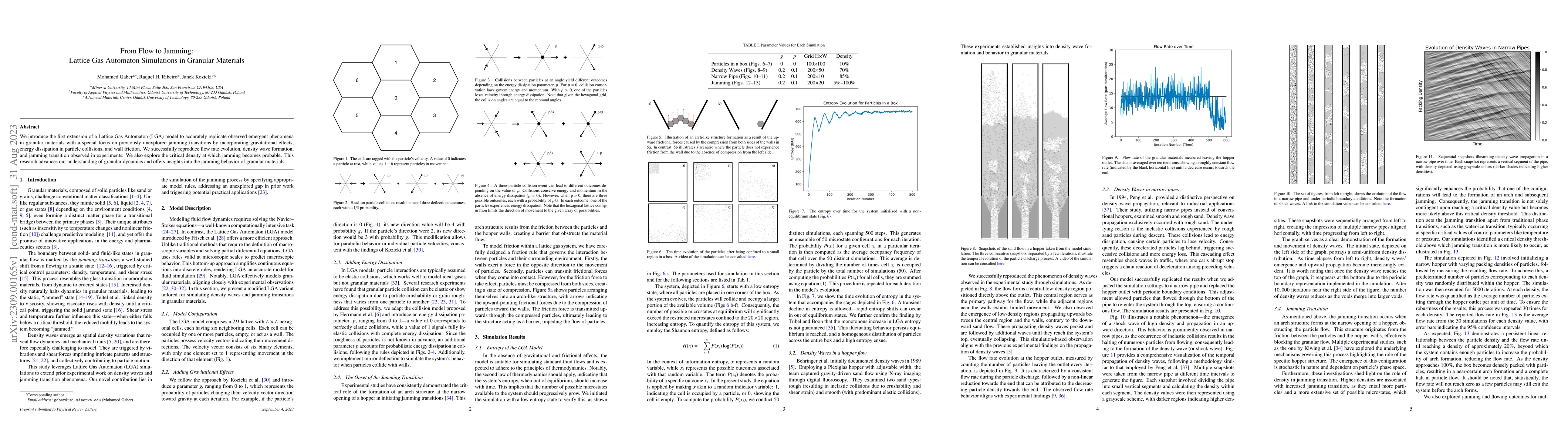 Thumbnail for From Flow to Jamming: Lattice Gas Automaton Simulations in Granular
  Materials