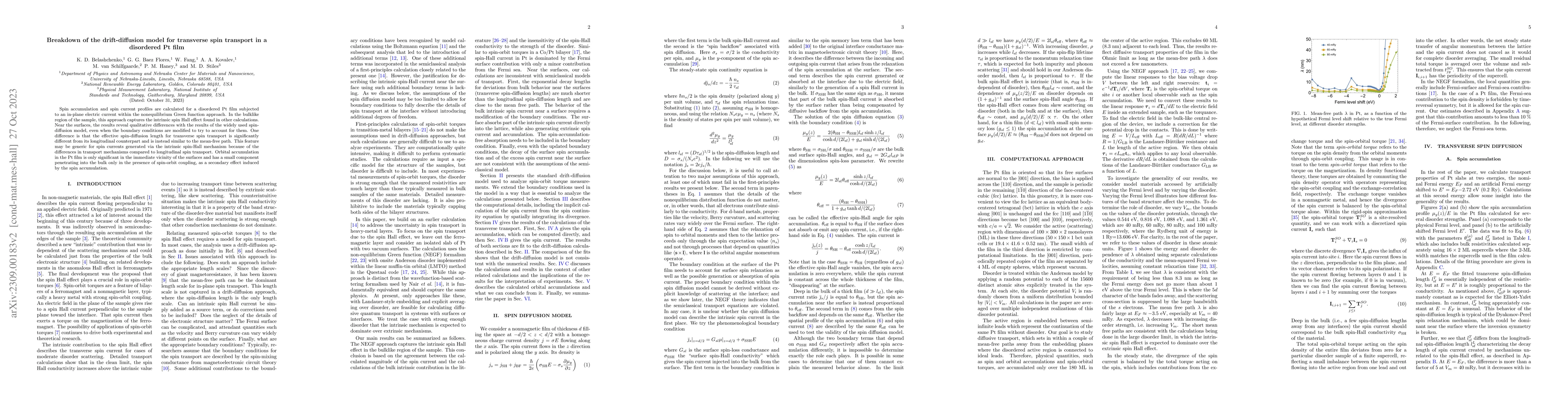 Thumbnail for Breakdown of the drift-diffusion model for transverse spin transport in
  a disordered Pt film