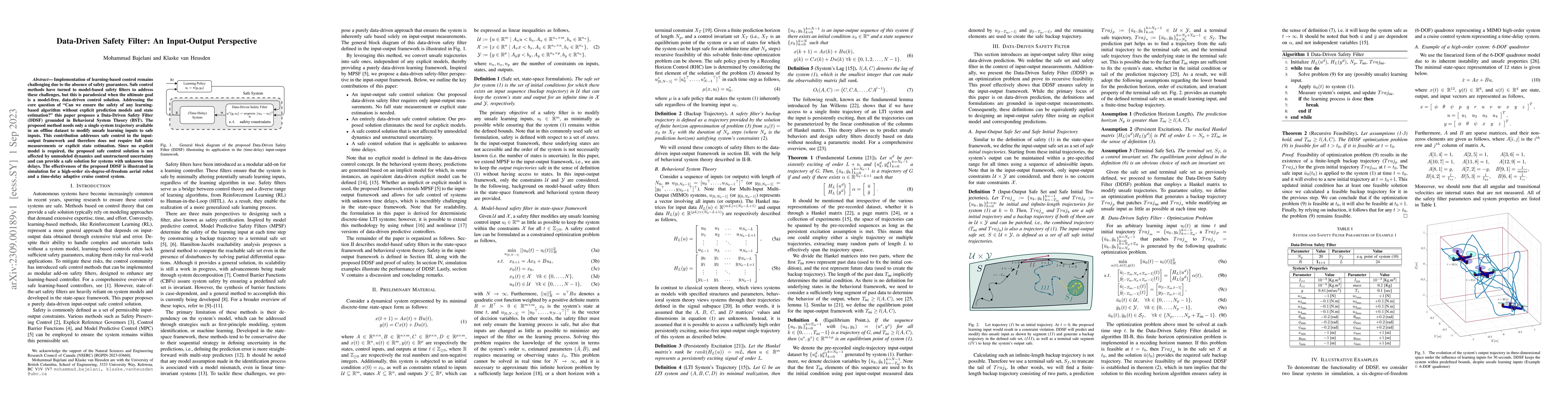 Thumbnail for Data-Driven Safety Filter: An Input-Output Perspective