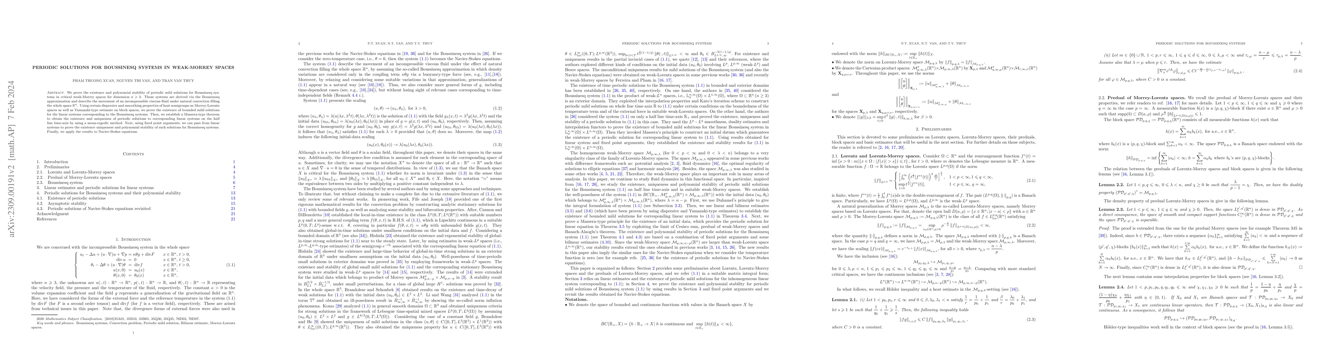 Thumbnail for Periodic solutions for Boussinesq systems in weak-Morrey spaces