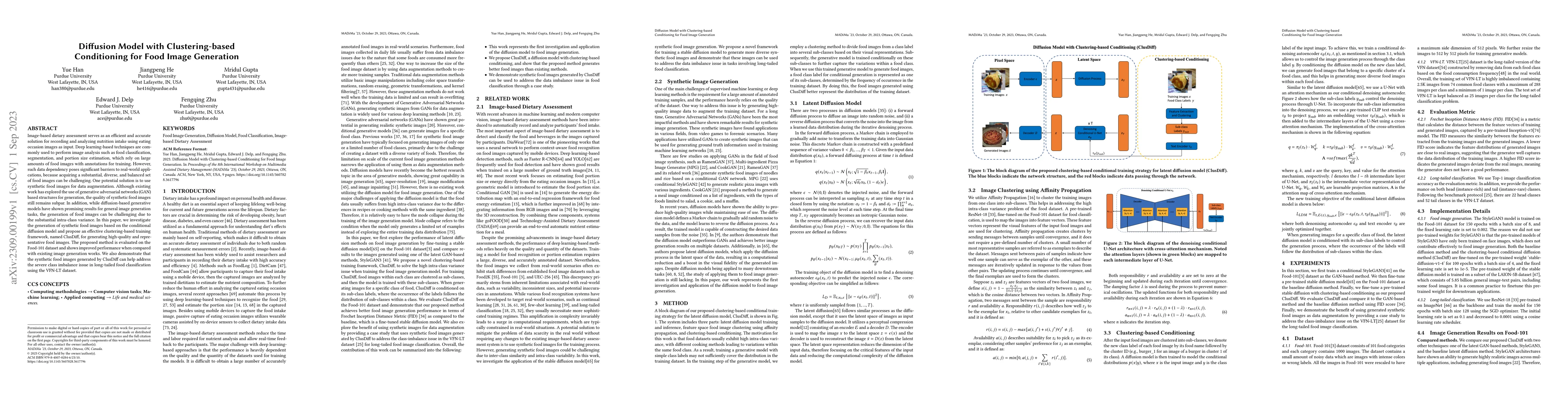 Thumbnail for Diffusion Model with Clustering-based Conditioning for Food Image
  Generation