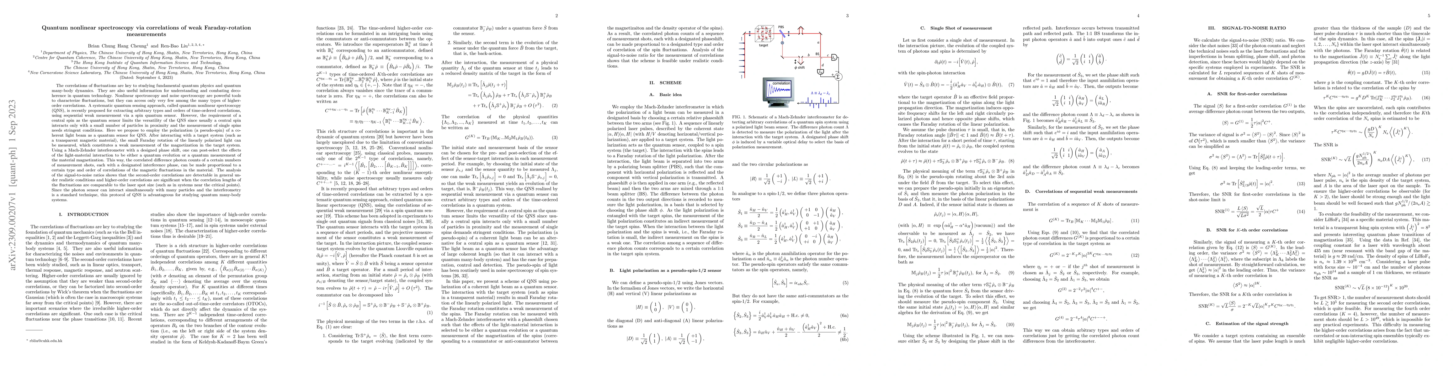 Thumbnail for Quantum nonlinear spectroscopy via correlations of weak Faraday-rotation
  measurements