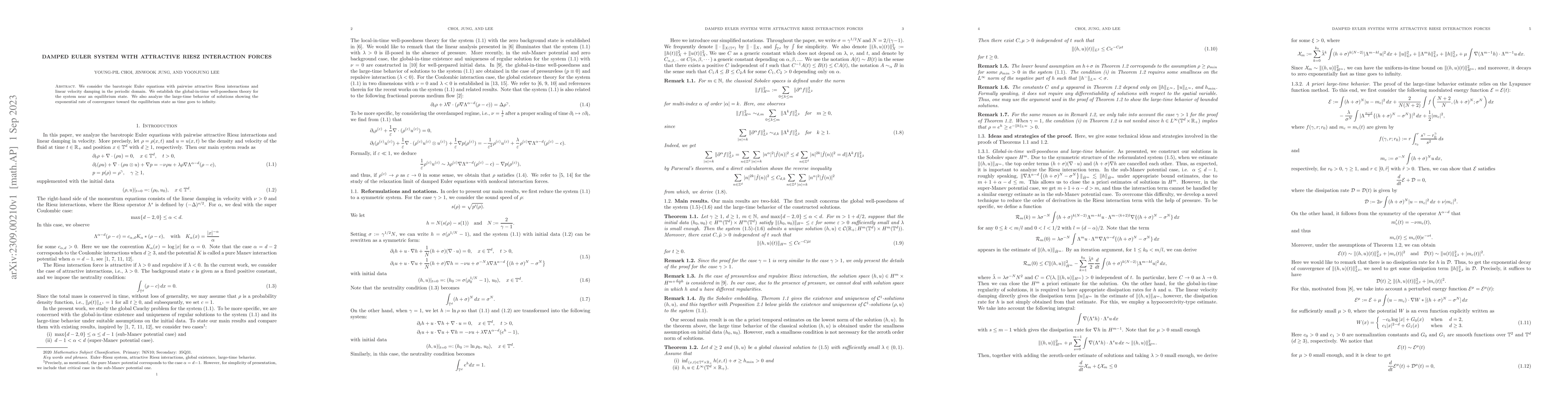 Thumbnail for Damped Euler system with attractive Riesz interaction forces