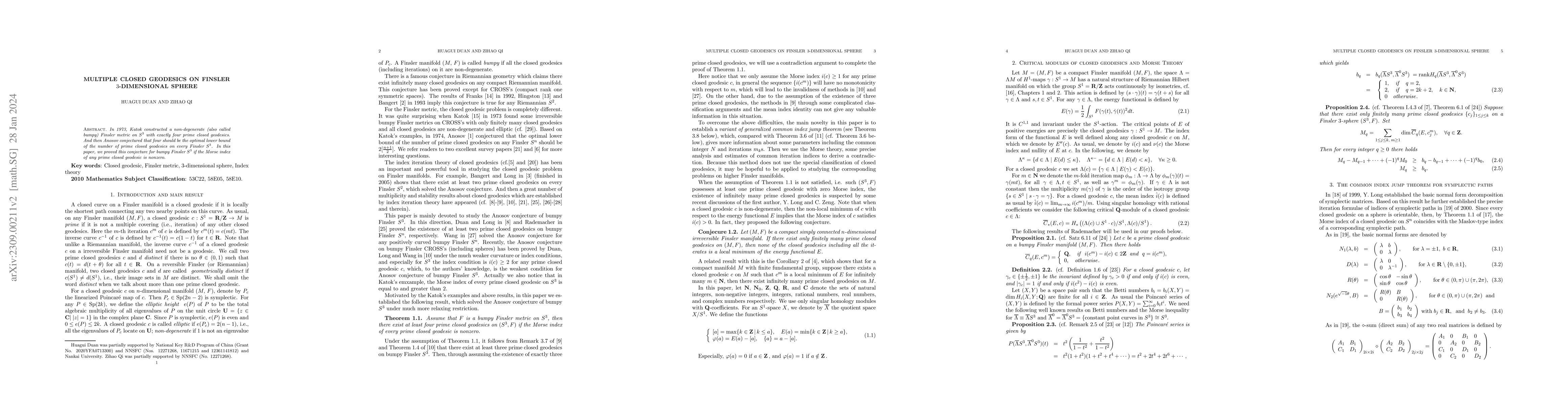 Thumbnail for Multiple closed geodesics on Finsler $3$-dimensional sphere