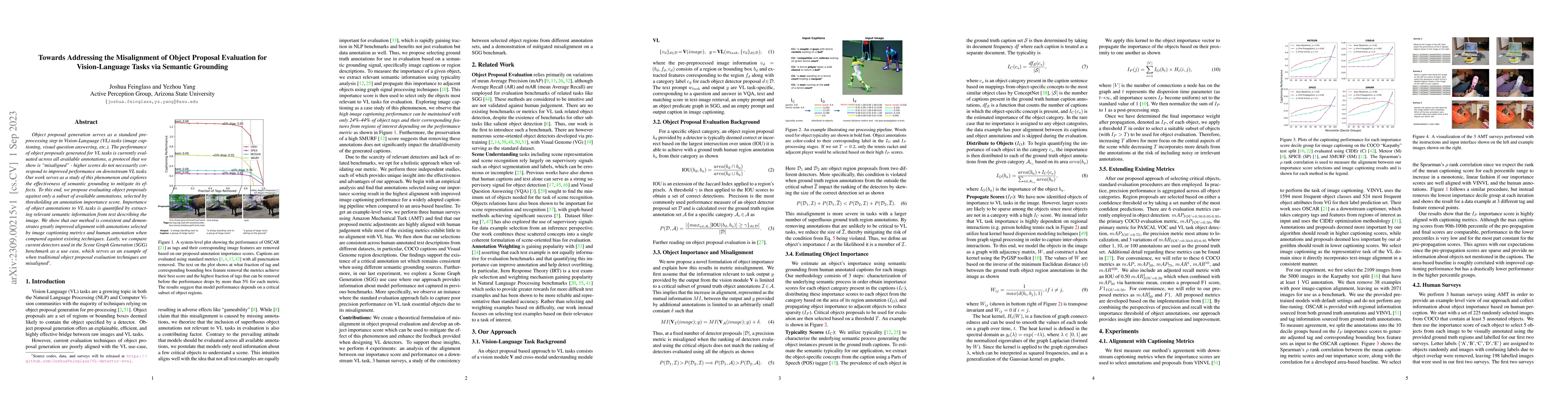 Thumbnail for Towards Addressing the Misalignment of Object Proposal Evaluation for
  Vision-Language Tasks via Semantic Grounding