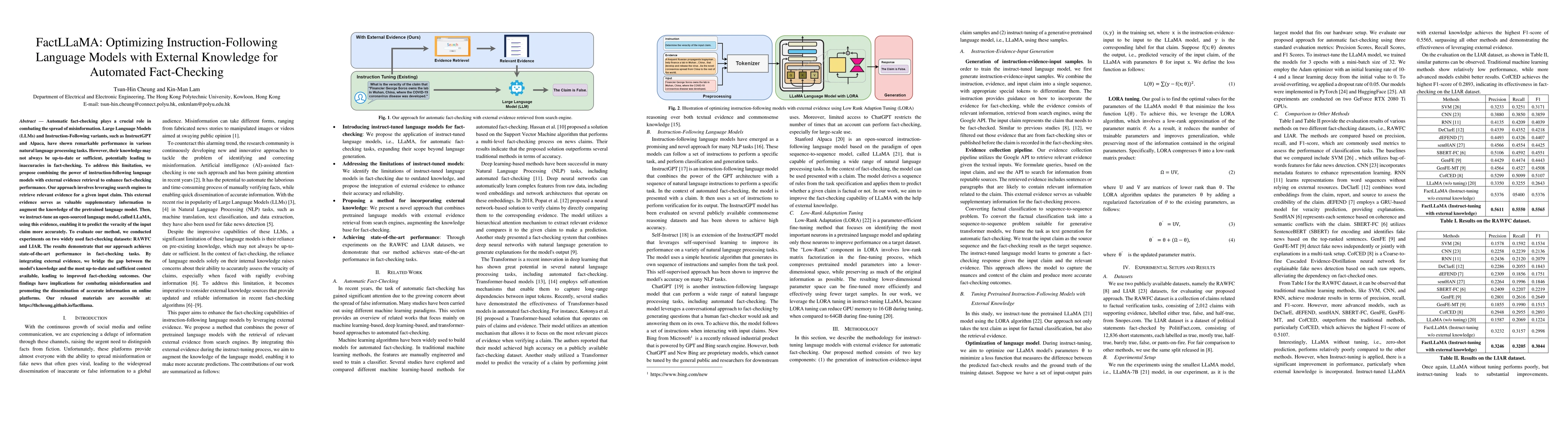 Thumbnail for FactLLaMA: Optimizing Instruction-Following Language Models with
  External Knowledge for Automated Fact-Checking