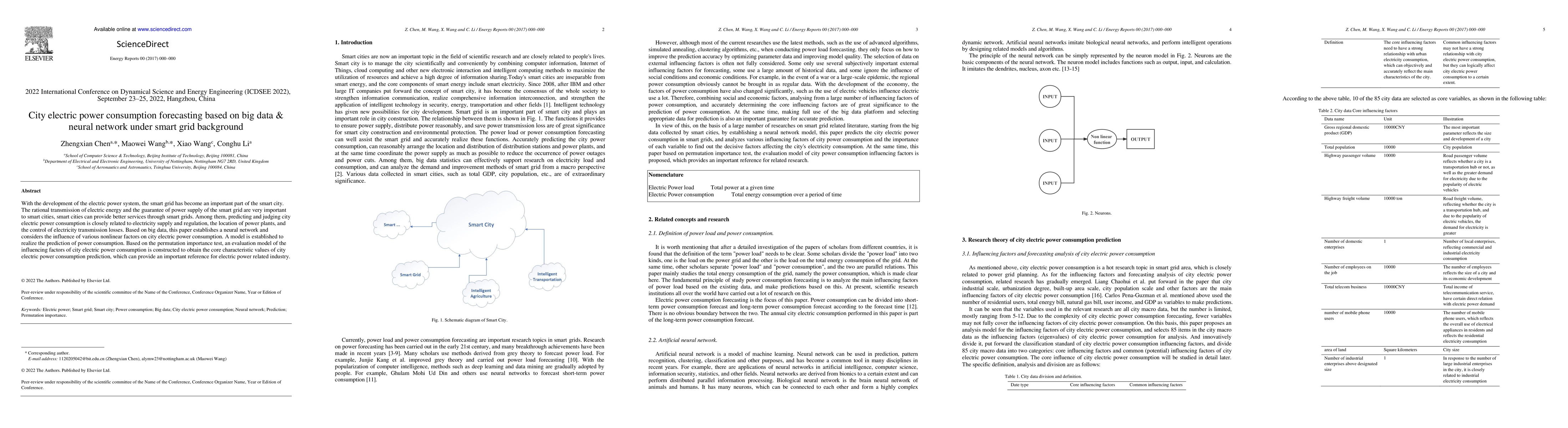 Thumbnail for City electric power consumption forecasting based on big data & neural
  network under smart grid background