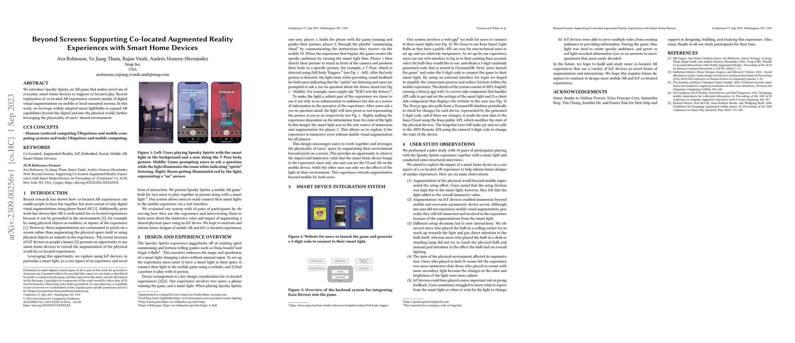 Thumbnail for Beyond Screens: Supporting Co-located Augmented Reality Experiences with
  Smart Home Devices