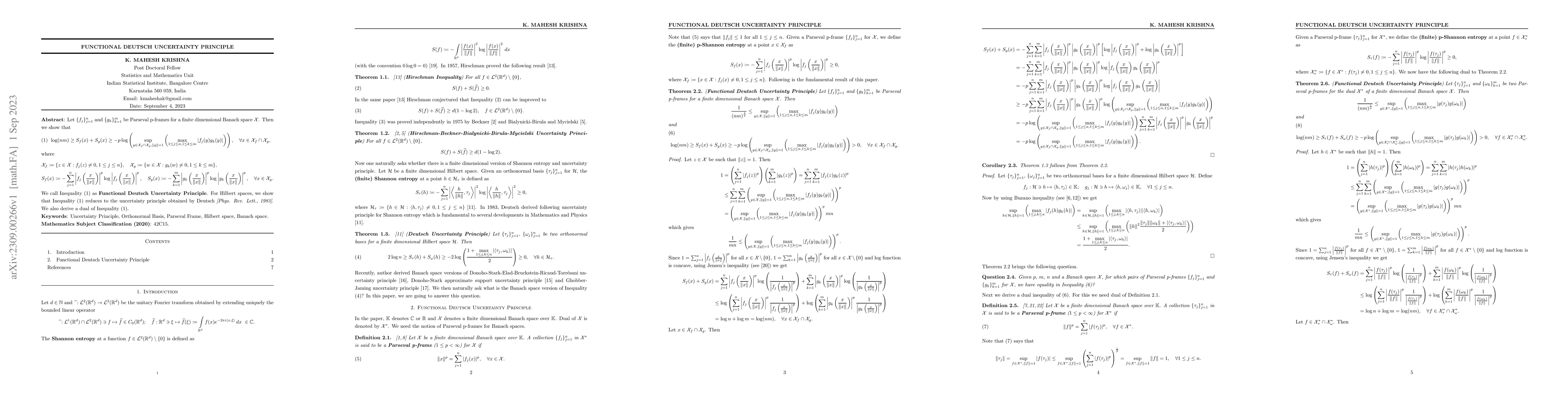 Thumbnail for Functional Deutsch Uncertainty Principle