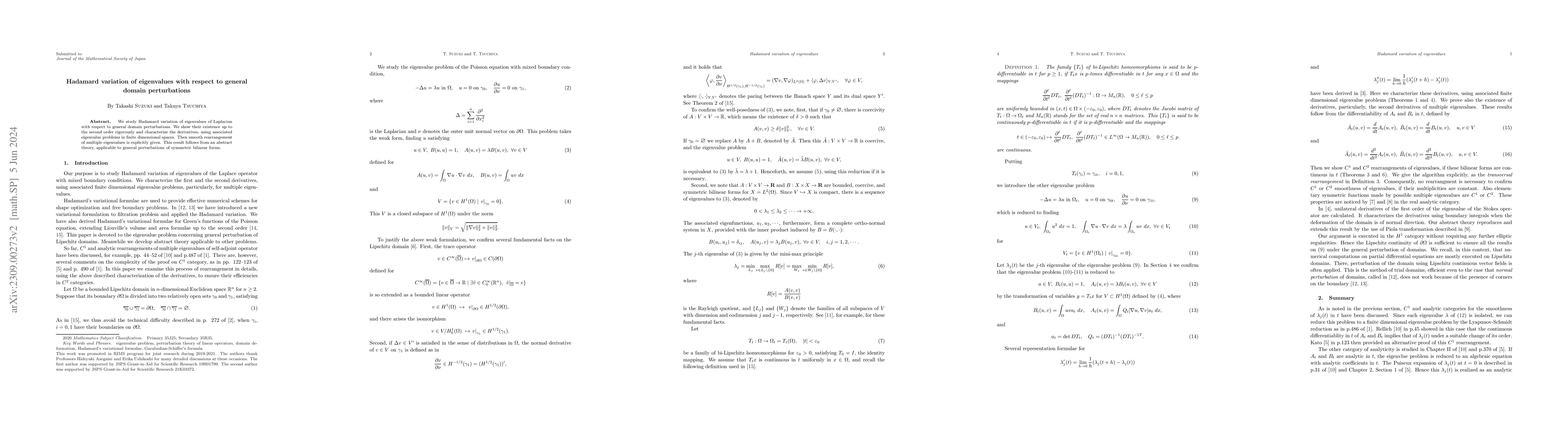 Thumbnail for Hadamard variation of eigenvalues with respect to general domain
  perturbations