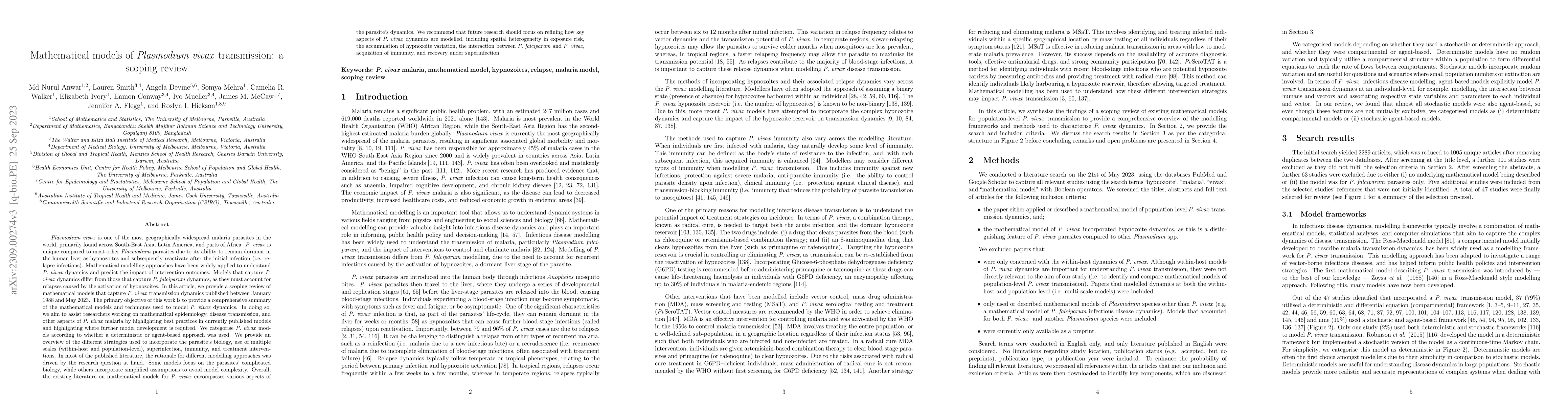 Thumbnail for Mathematical models of Plasmodium vivax transmission: a scoping review