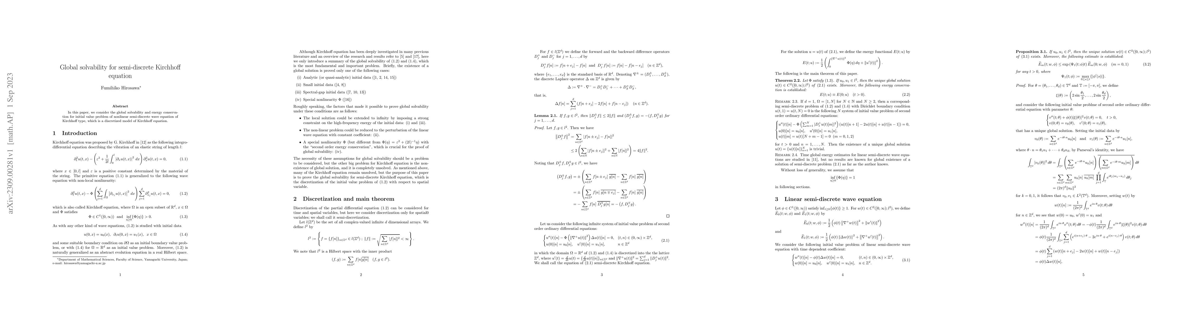 Thumbnail for Global solvability for semi-discrete Kirchhoff equation