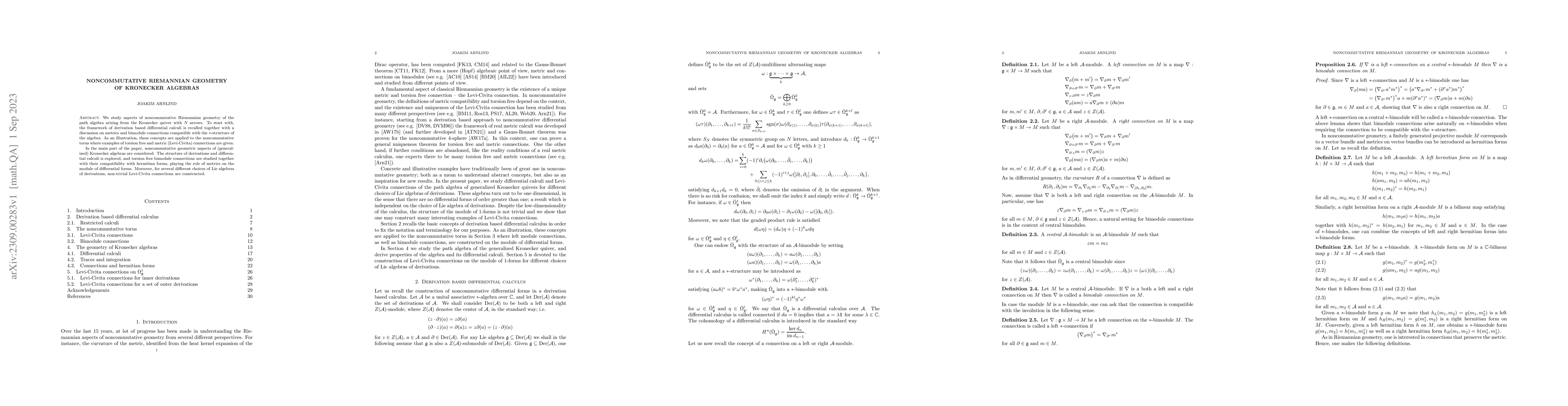Thumbnail for Noncommutative Riemannian geometry of Kronecker algebras