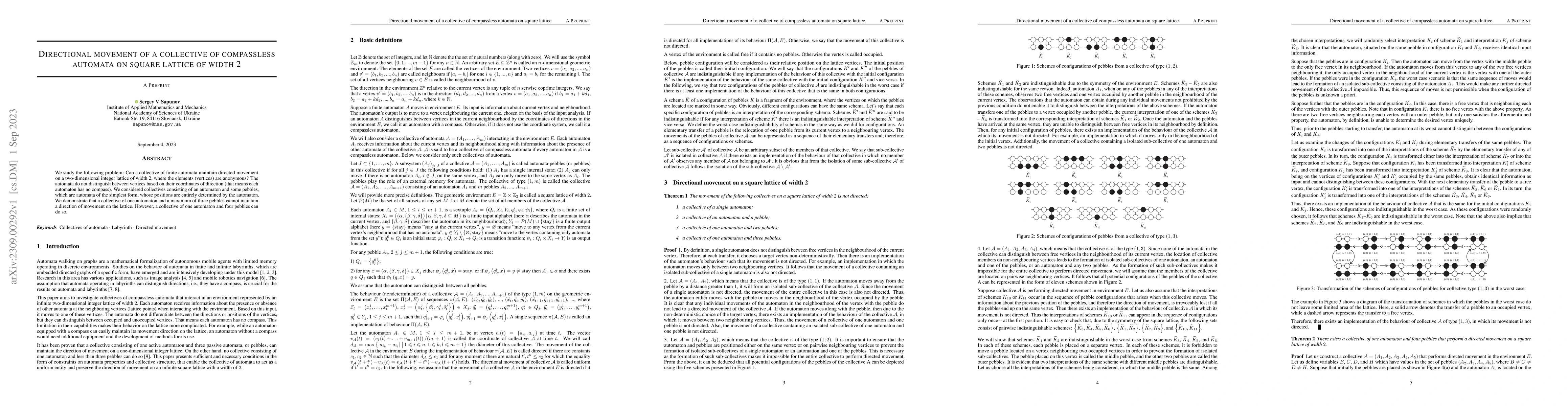 Thumbnail for Directional movement of a collective of compassless automata on square
  lattice of width 2