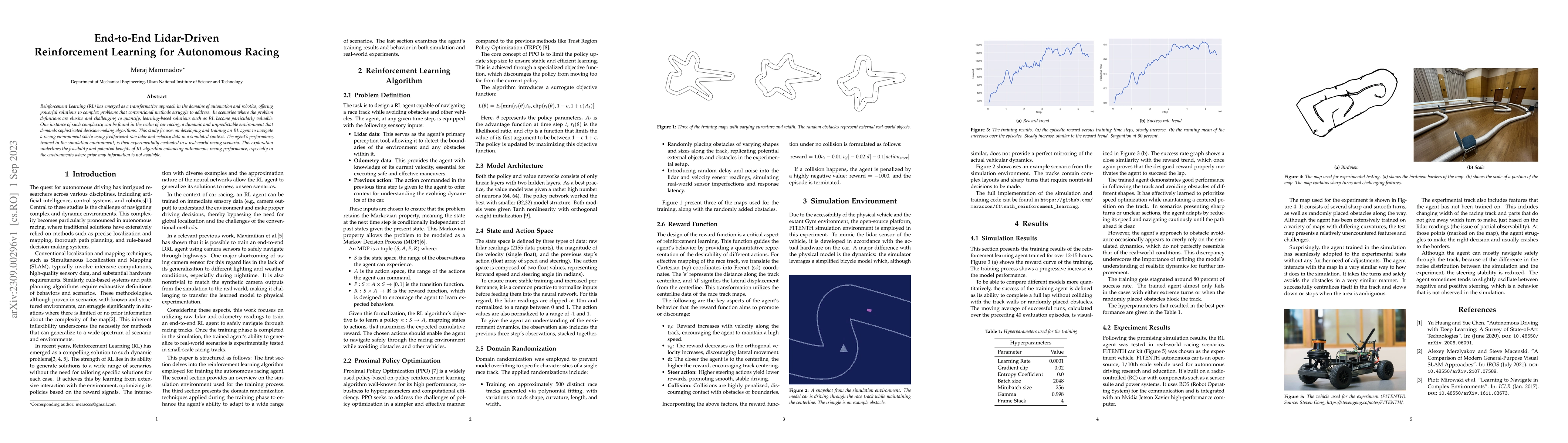 Thumbnail for End-to-end Lidar-Driven Reinforcement Learning for Autonomous Racing