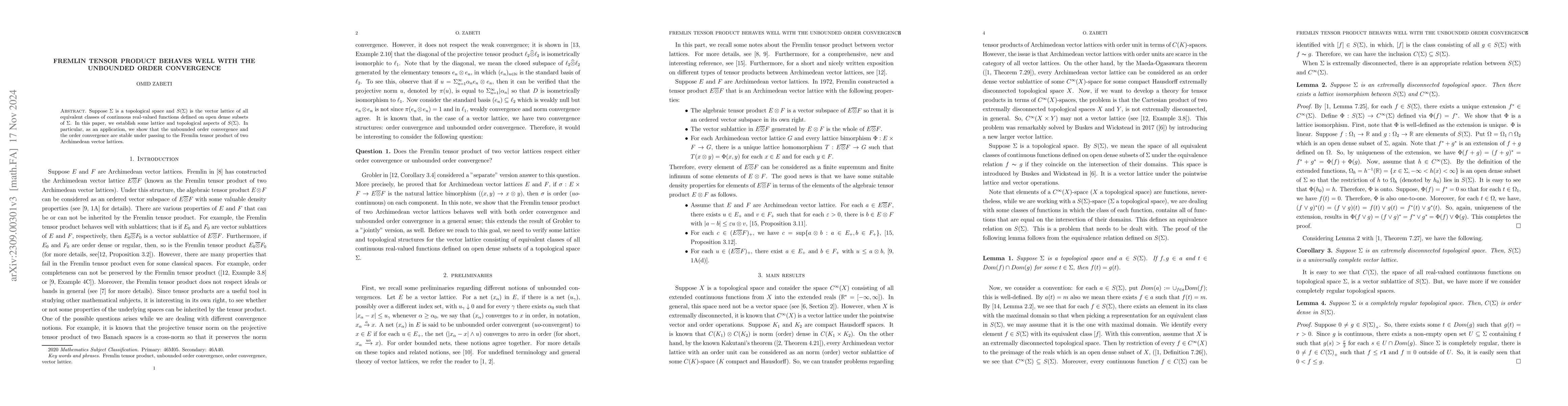 Thumbnail for Fremlin tensor product respects the unbounded order convergence