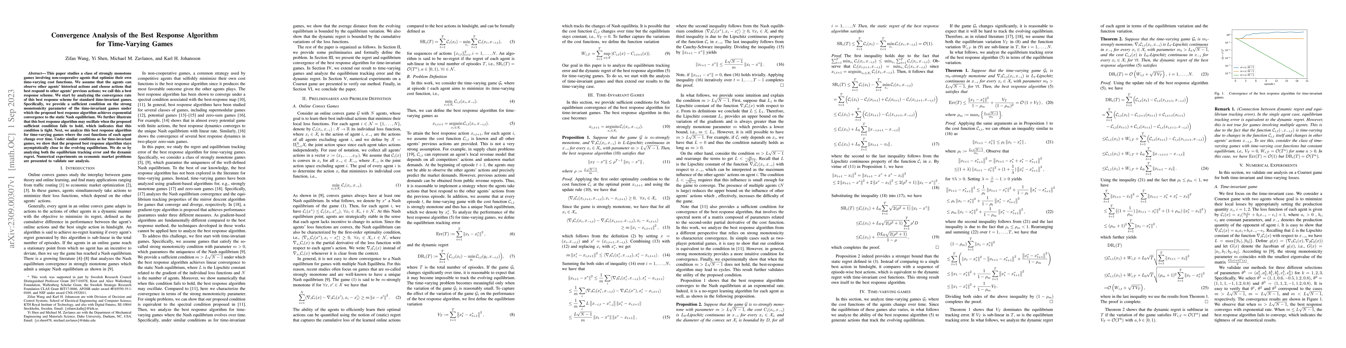 Thumbnail for Convergence Analysis of the Best Response Algorithm for Time-Varying
  Games