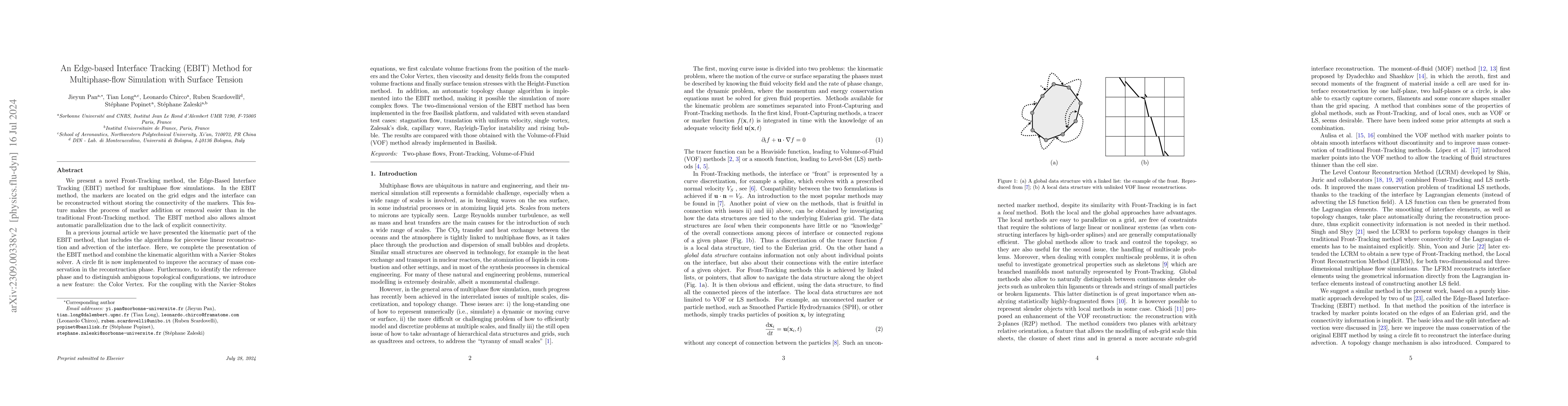 Thumbnail for An Edge-based Interface Tracking (EBIT) Method for Multiphase-flows
  Simulation with Surface Tension