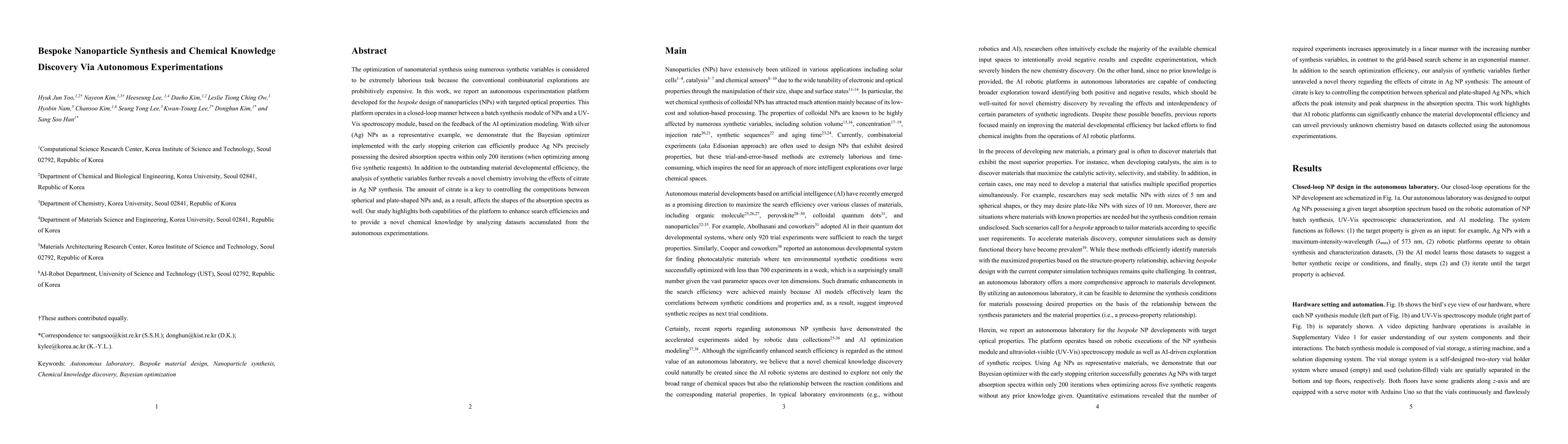 Thumbnail for Bespoke Nanoparticle Synthesis and Chemical Knowledge Discovery Via
  Autonomous Experimentations