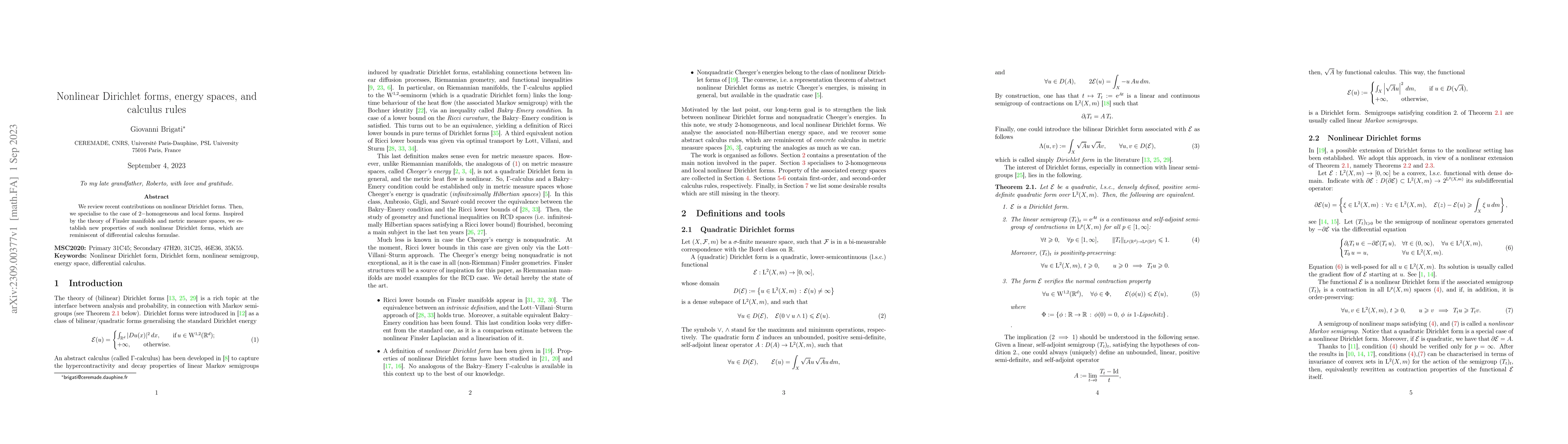 Thumbnail for Nonlinear Dirichlet forms, energy spaces, and calculus rules