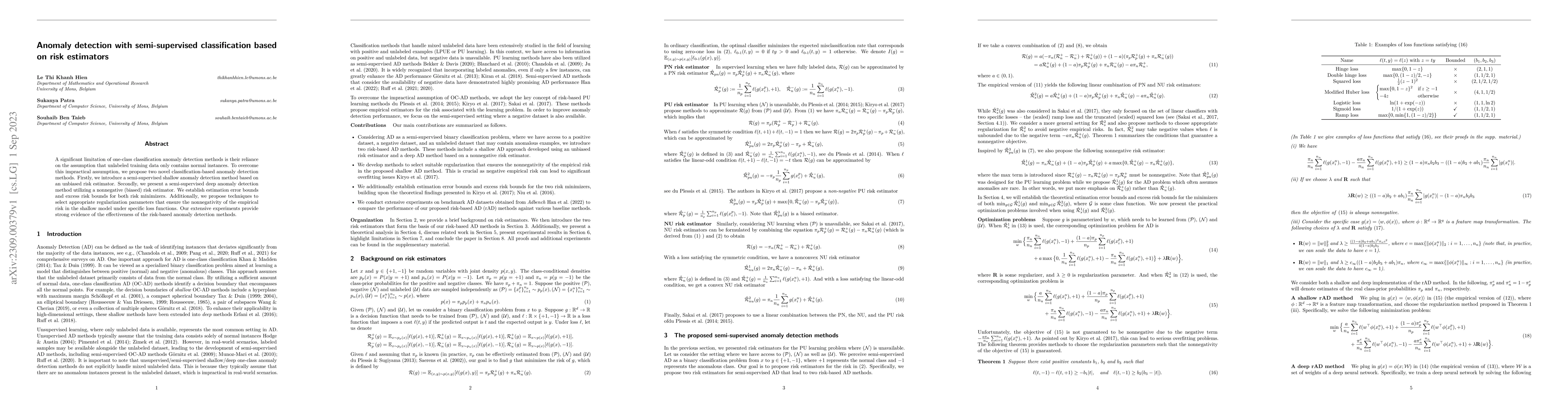 Thumbnail for Anomaly detection with semi-supervised classification based on risk
  estimators
