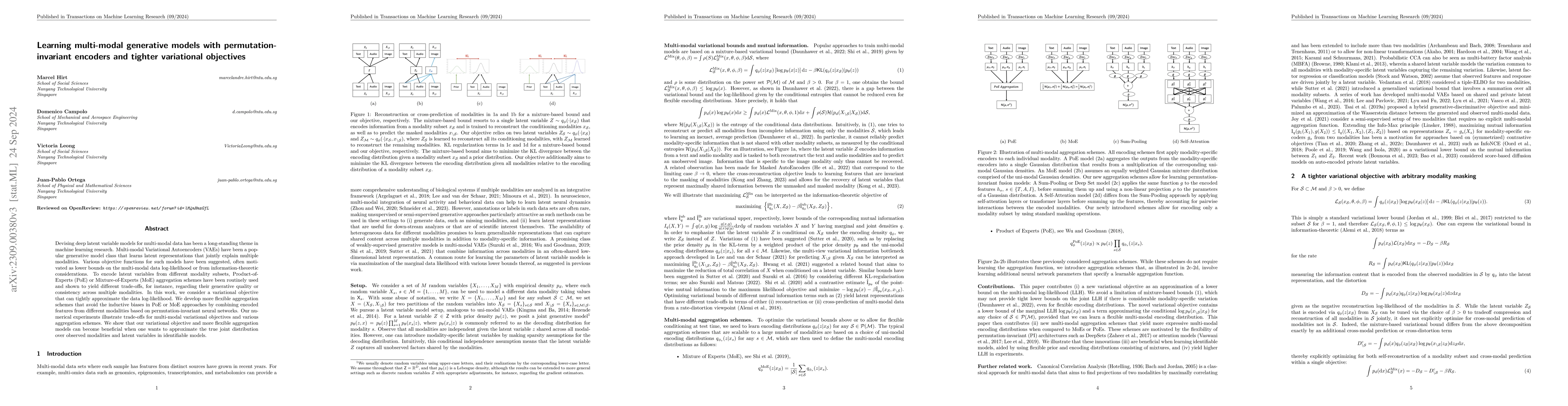 Thumbnail for Learning multi-modal generative models with permutation-invariant
  encoders and tighter variational bounds