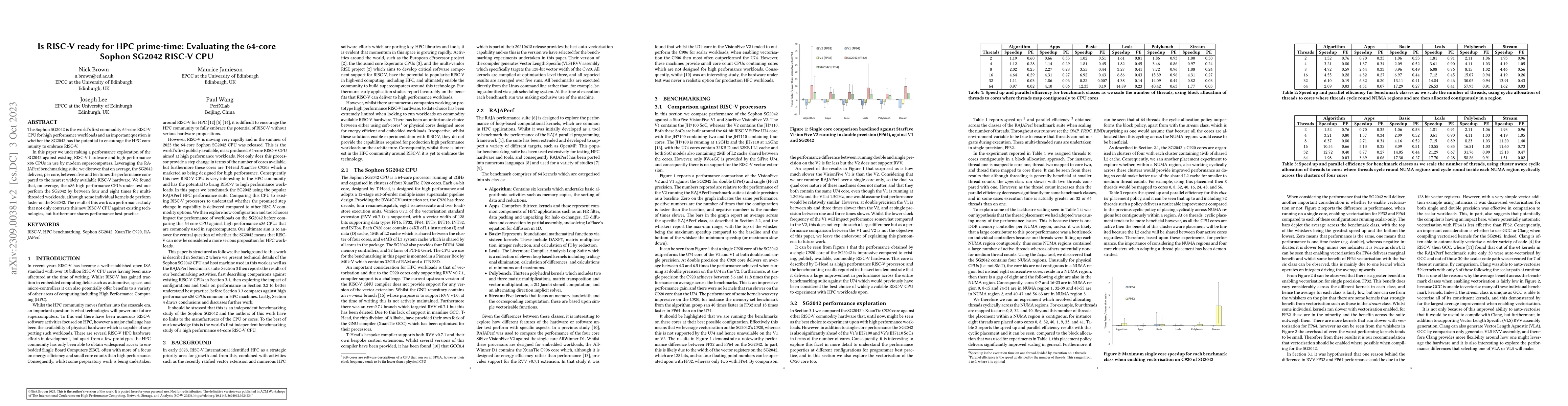 Thumbnail for Is RISC-V ready for HPC prime-time: Evaluating the 64-core Sophon SG2042
  RISC-V CPU