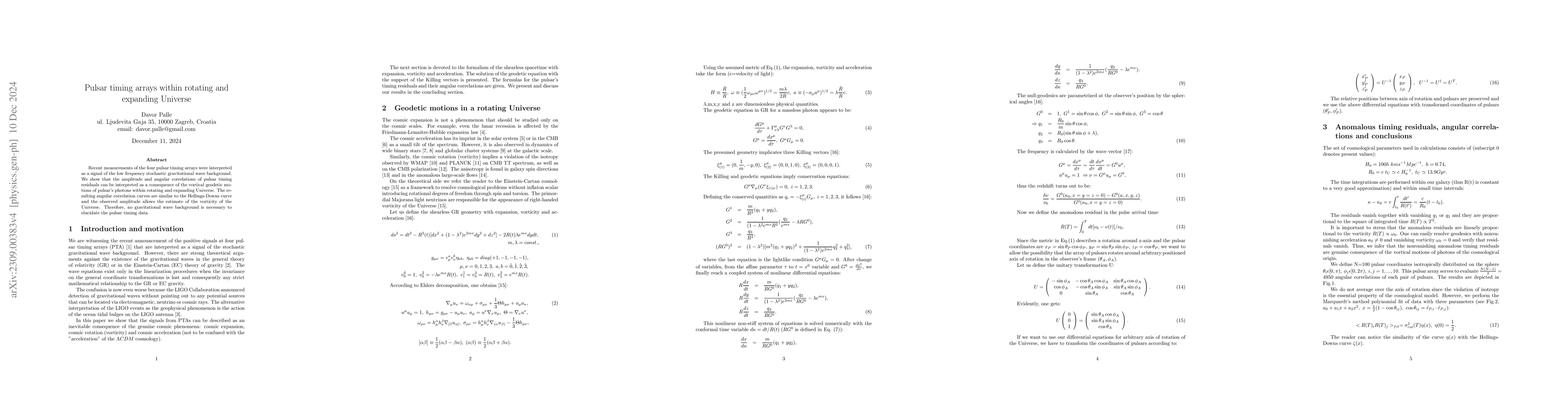 Thumbnail for Pulsar timing arrays within rotating and expanding Universe