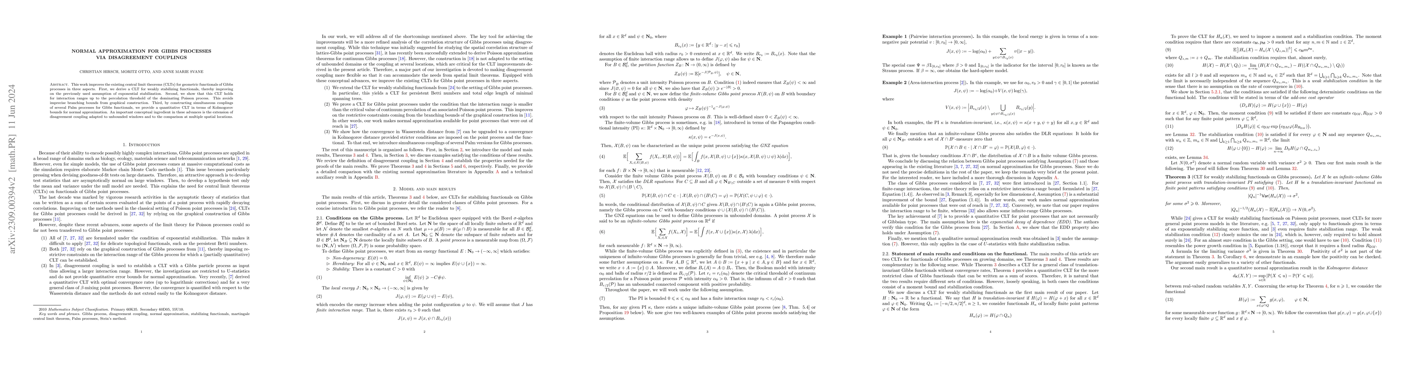 Thumbnail for Normal approximation for Gibbs processes via disagreement couplings