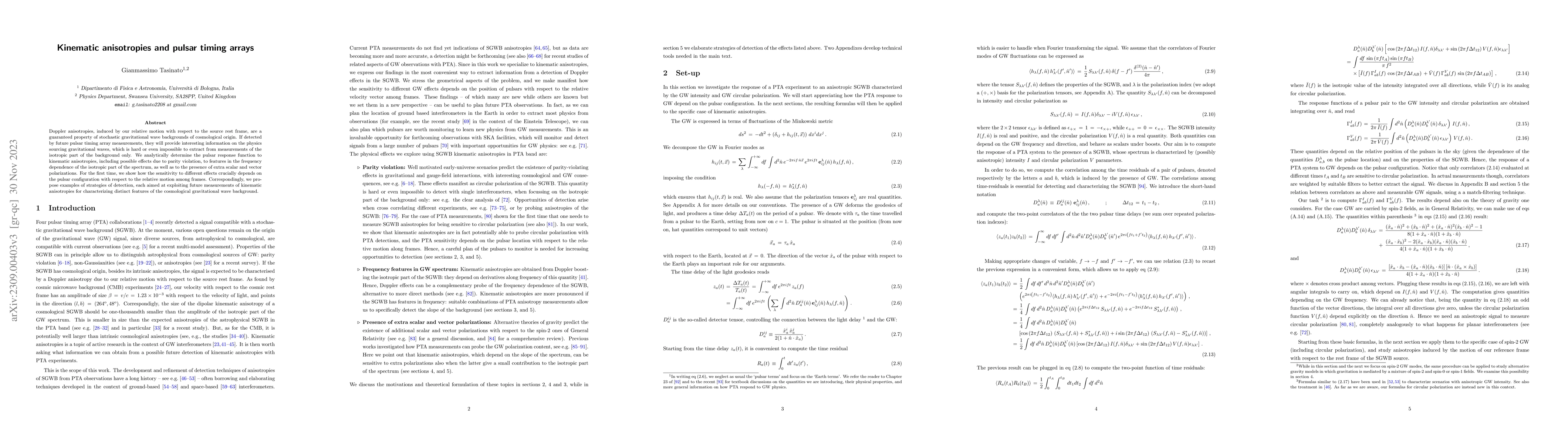 Thumbnail for Kinematic anisotropies and pulsar timing arrays