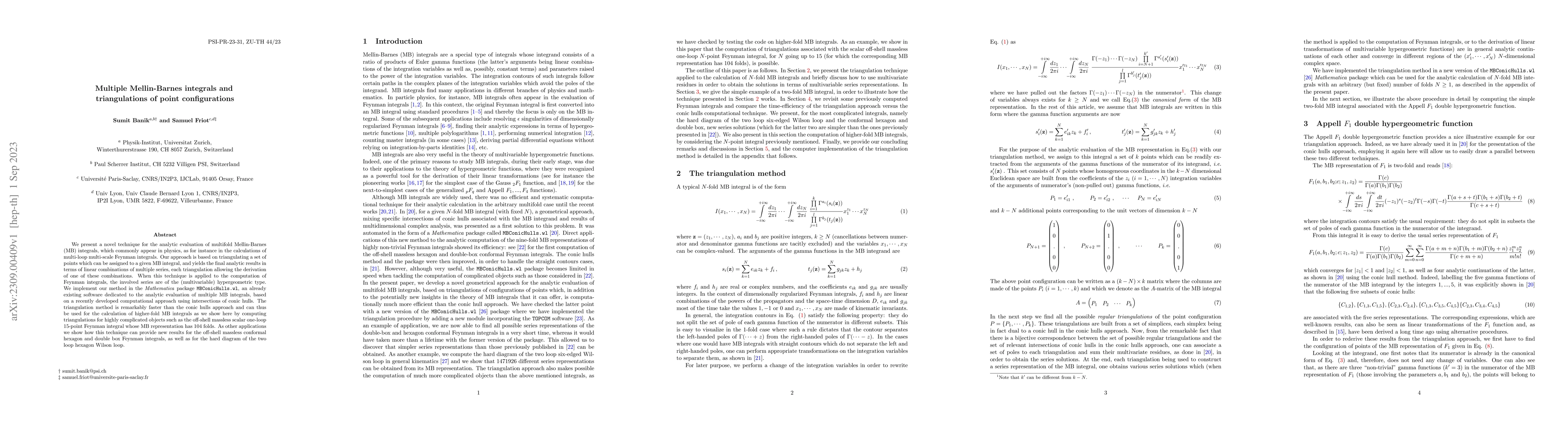 Thumbnail for Multiple Mellin-Barnes integrals and triangulations of point
  configurations