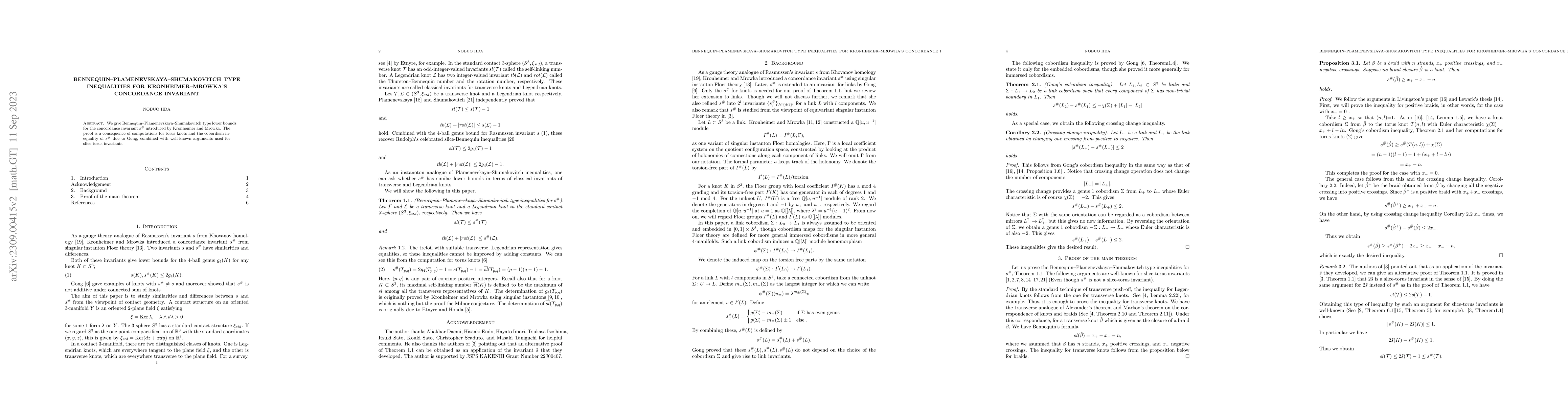 Thumbnail for Bennequin-Plamenevskaya-Shumakovitch Type Inequalities for
  Kronheimer-Mrowka's Concordance Invariant