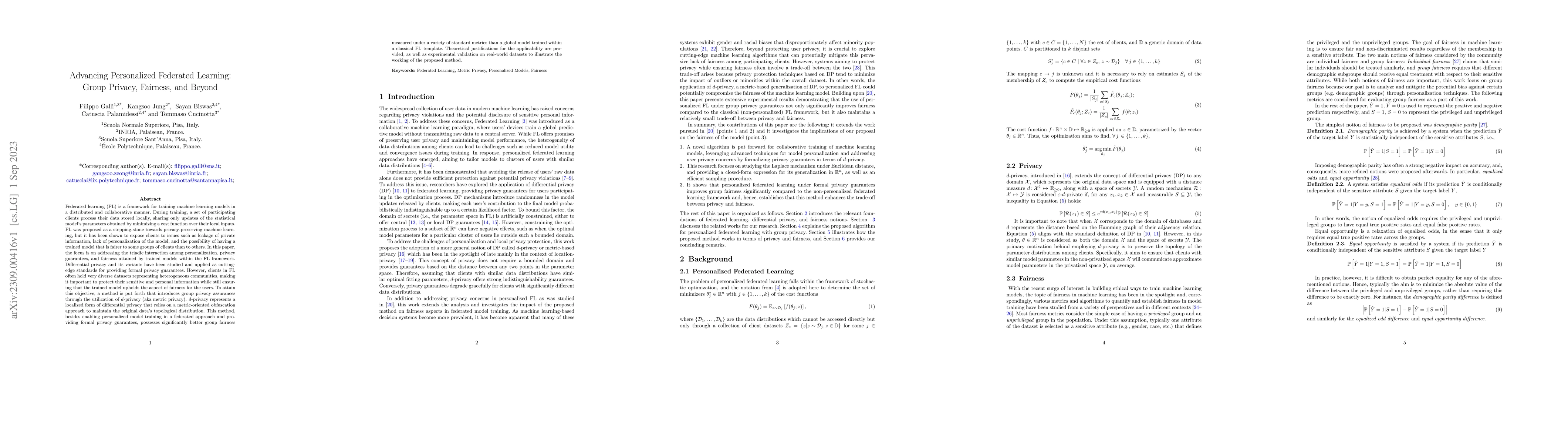 Thumbnail for Advancing Personalized Federated Learning: Group Privacy, Fairness, and
  Beyond