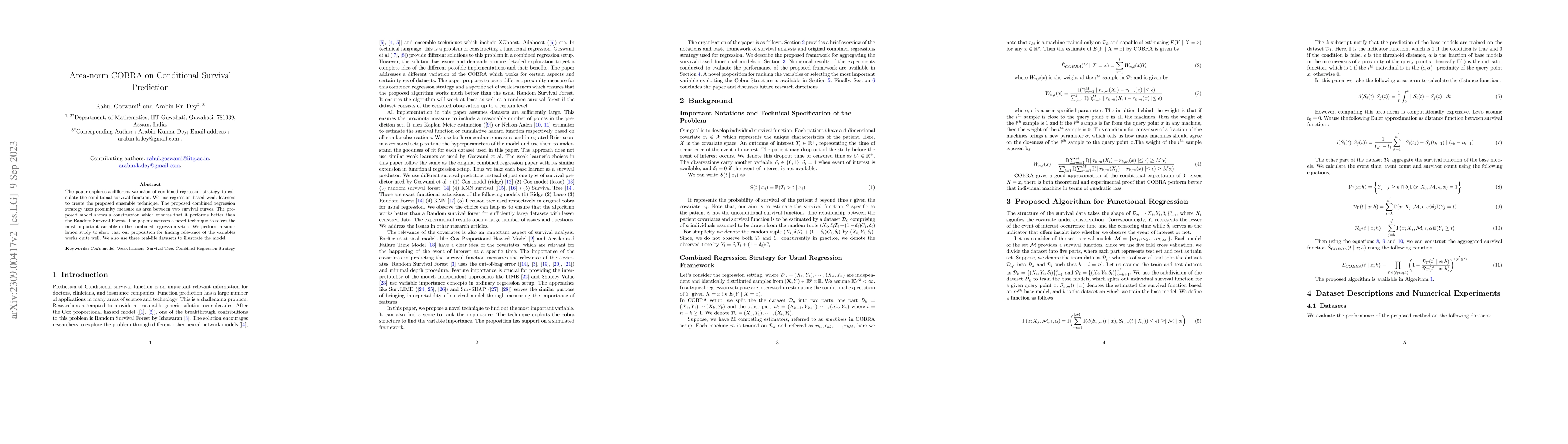 Thumbnail for Area-norm COBRA on Conditional Survival Prediction