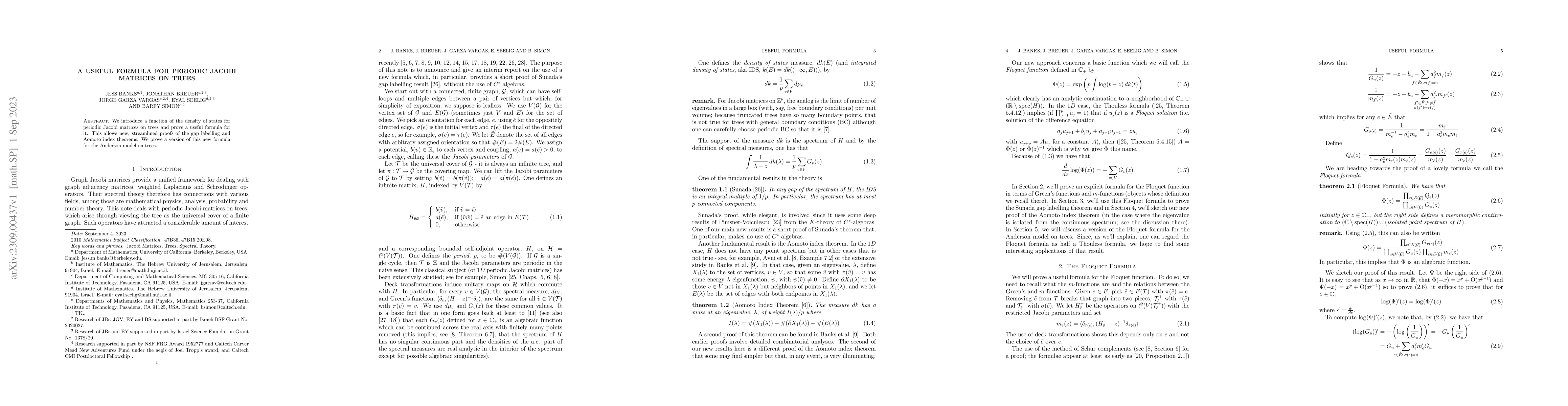 Thumbnail for A Useful Formula for Periodic Jacobi Matrices on Trees
